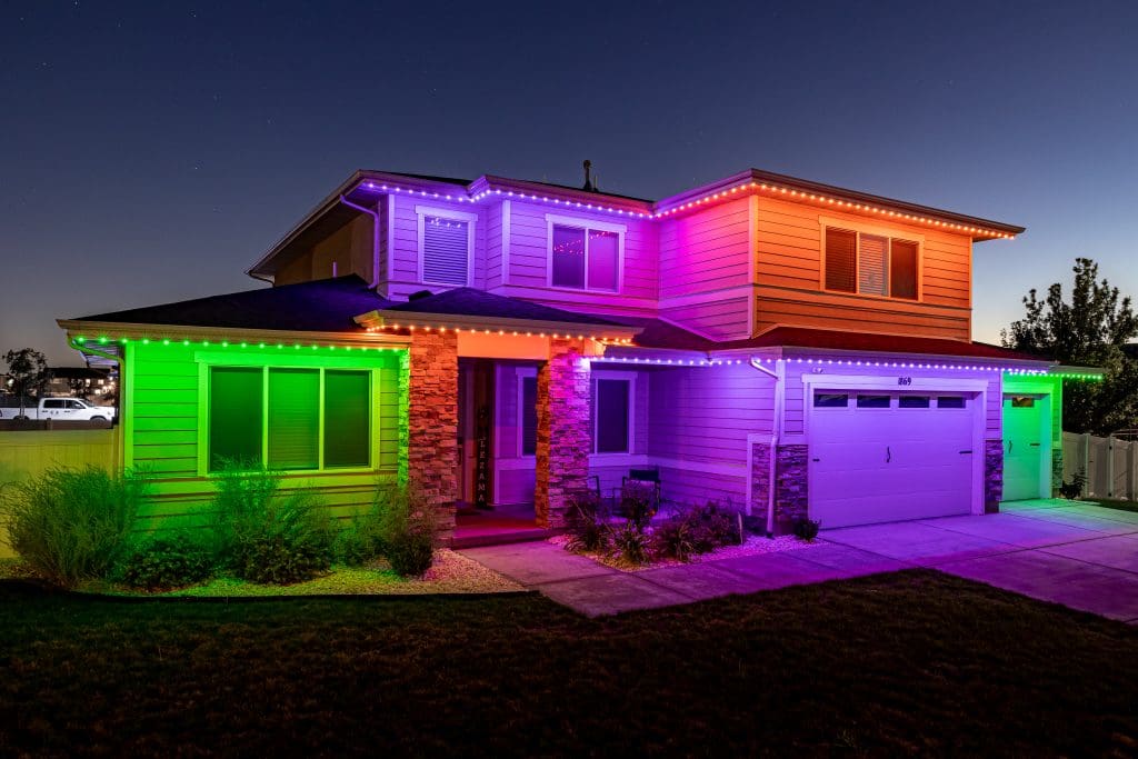 Halloween lighting in color blocks